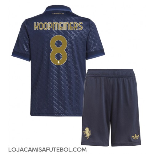 Camisa de Futebol Juventus Teun Koopmeiners #8 Equipamento Alternativo Infantil 2024-25 Manga Curta (+ Calças curtas)